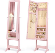 Full Length Mirror Jewelry Cabinet Freestanding Armoire Large Storage