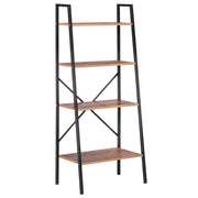 4-Tier Ladder Shelf Bookcase – Industrial Storage Rack in Black & Brown