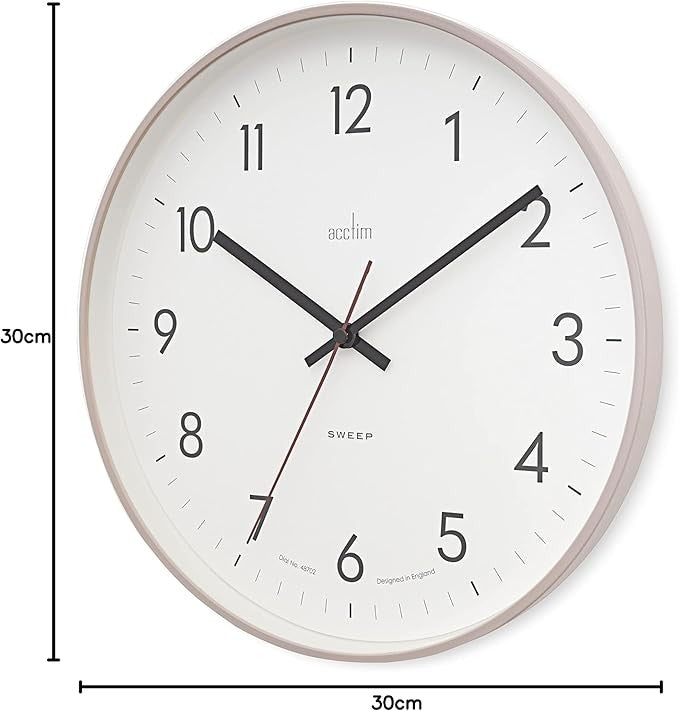 30cm Modern Wall Clock Silent Sweep Mocha Slimline Minimalist Home Decor