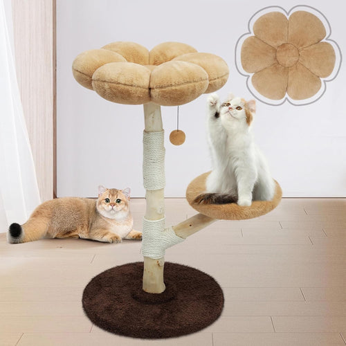 Flower Style Cat Tree Tower with Scratching Post Condo Bed 88cm Indoor