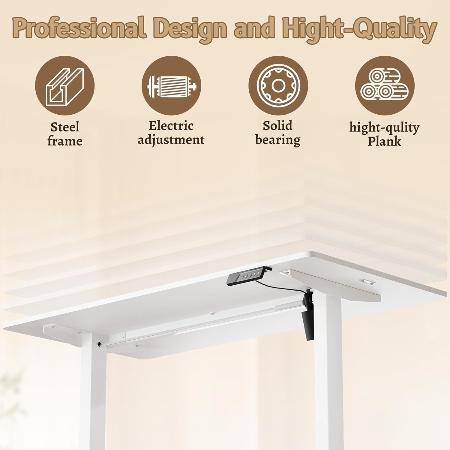 Electric Adjustable Standing Desk 120x60cm Smart Sit Stand Work Table White