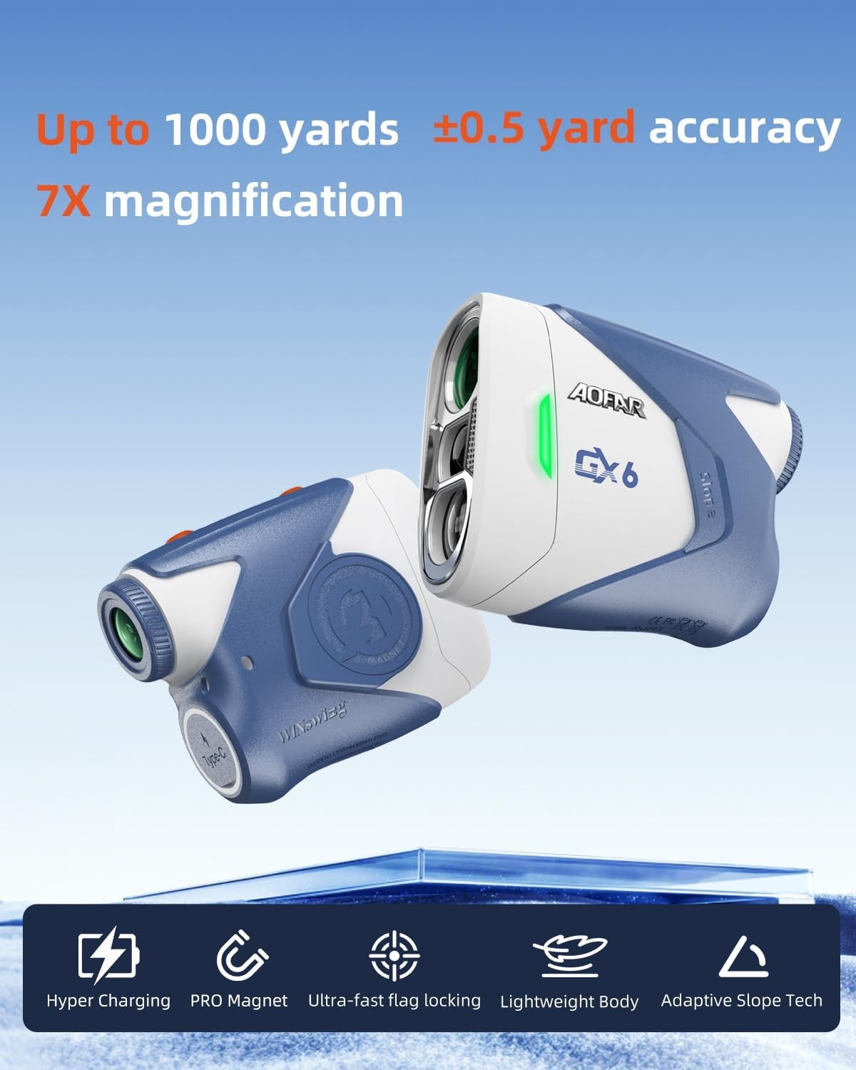 Golf Range Finder 1000 Yards Slope Flag Lock Vibration Magnetic Mount