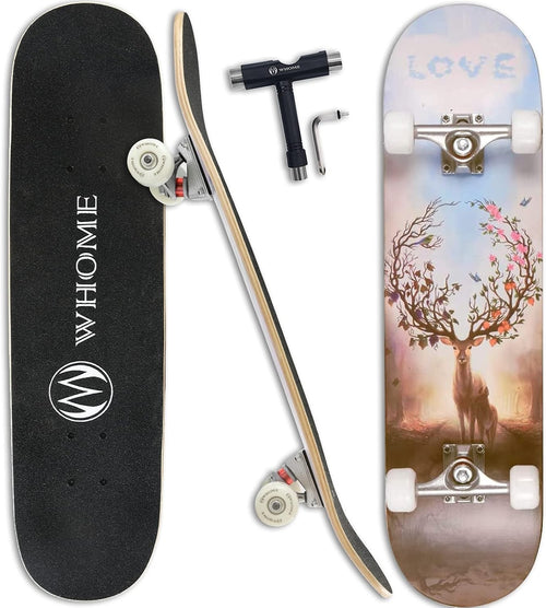 Complete Skateboard 31"x8" Deer Maple Deck ABEC-9 Bearings