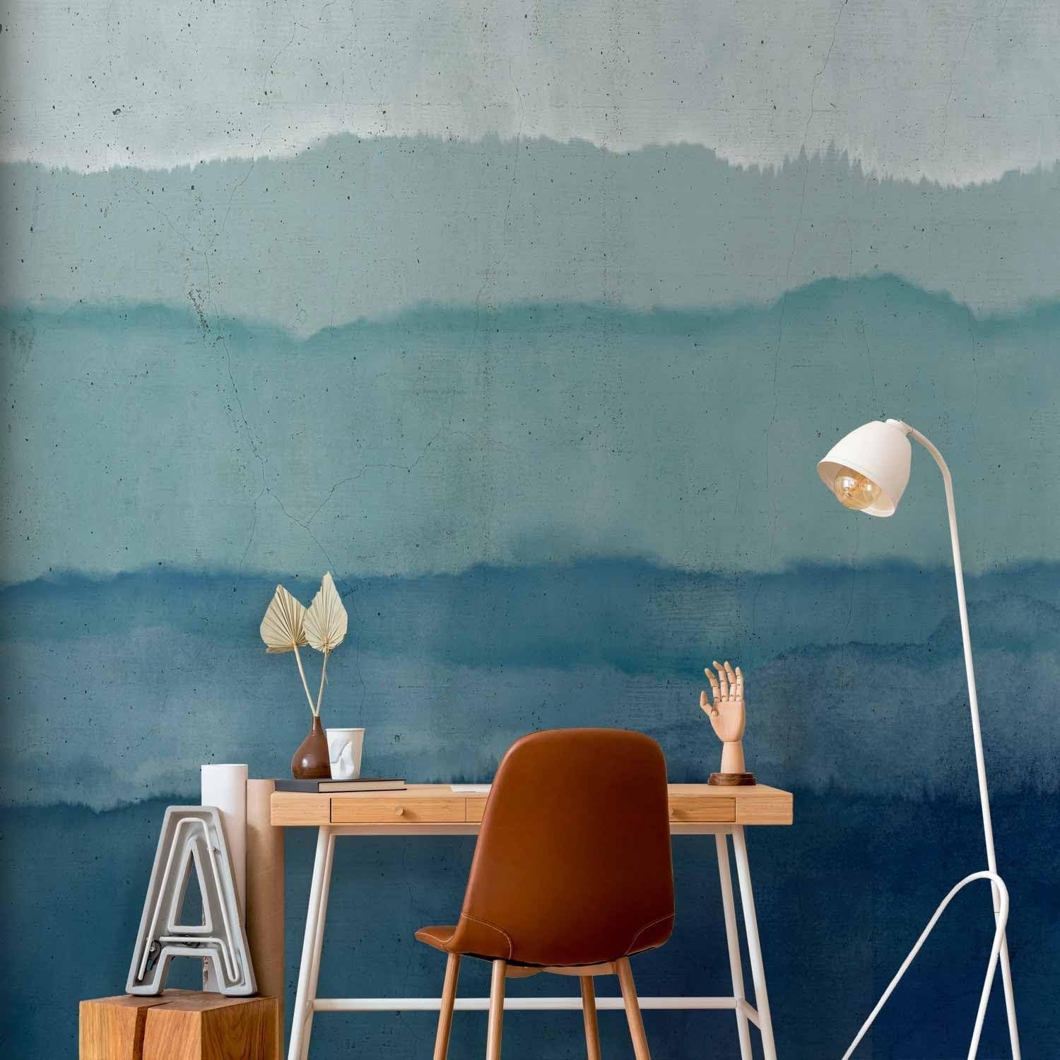 Large Abstract Ocean Wave Wallpaper Blue Grey Modern Wall Mural 400x280cm