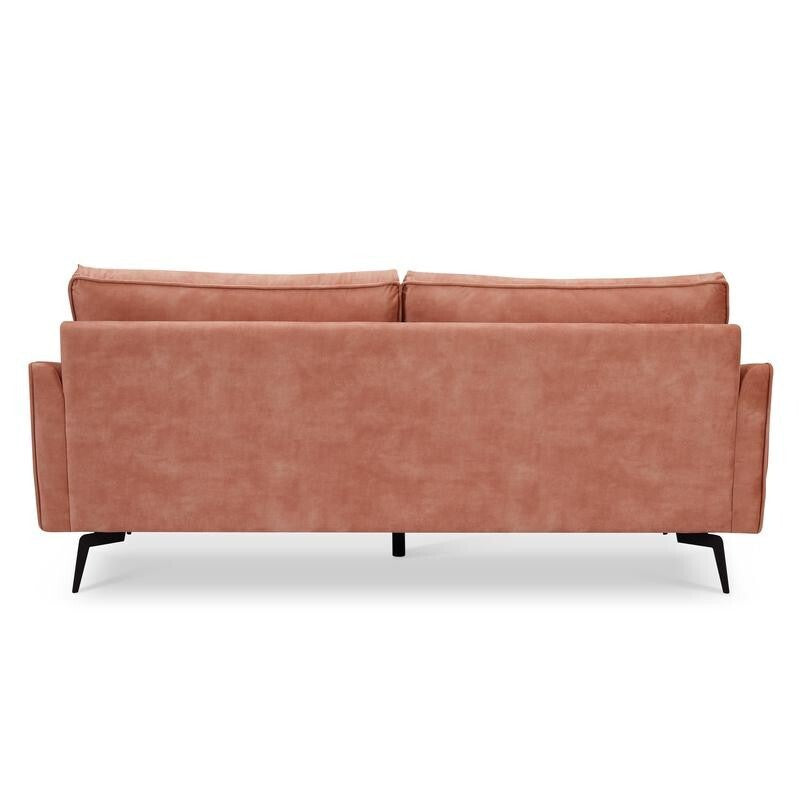 Blush Pink Velvet 3 Seater Sofa Tufted Cushions Metal Legs Modern Chic