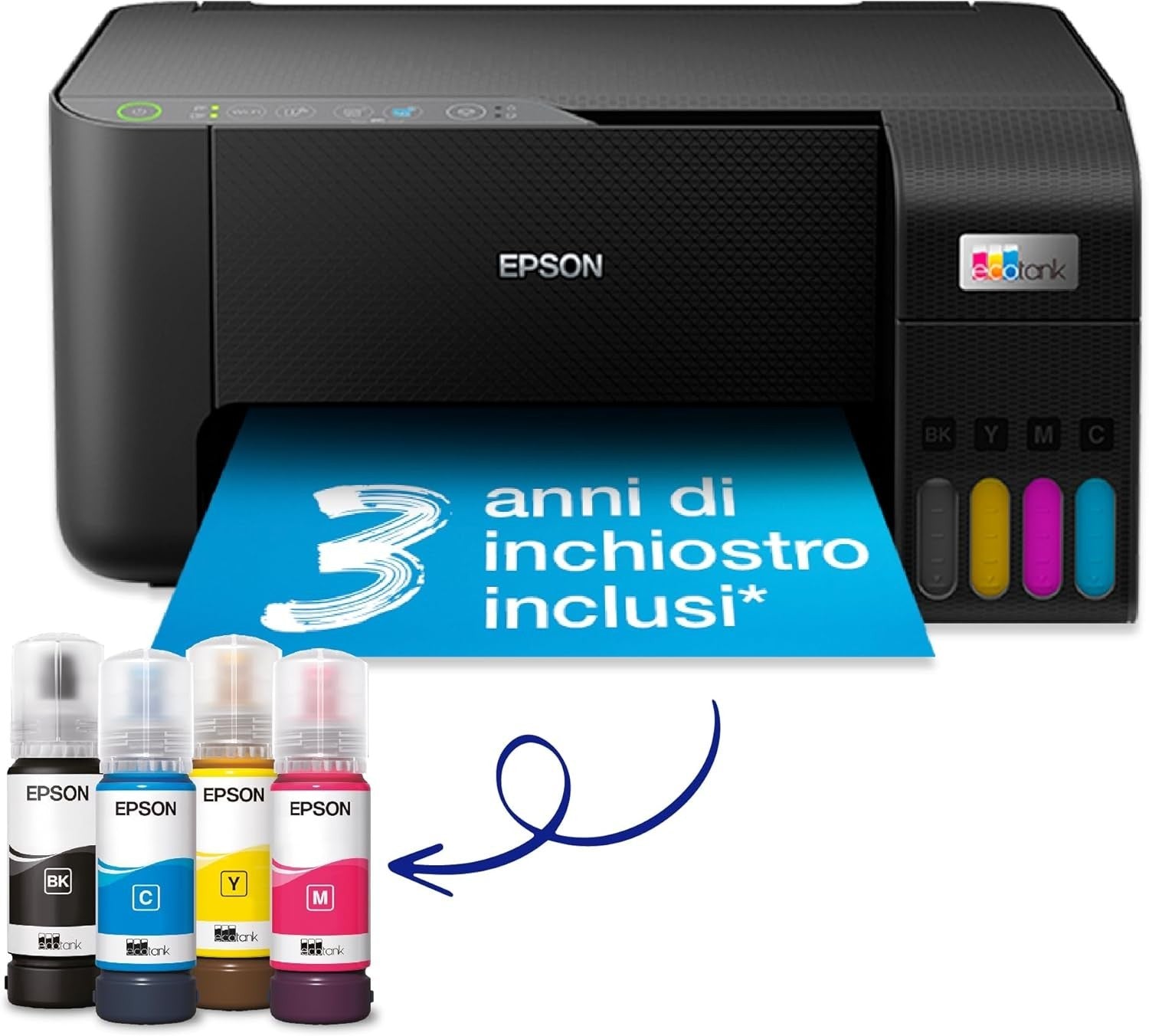 Black A4 EcoTank Inkjet Printer Wi-Fi Print Scan Copy High Yield