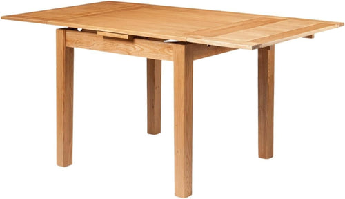Small Extendable Oak Dining Table Rectangular Folding Space-Saving Modern