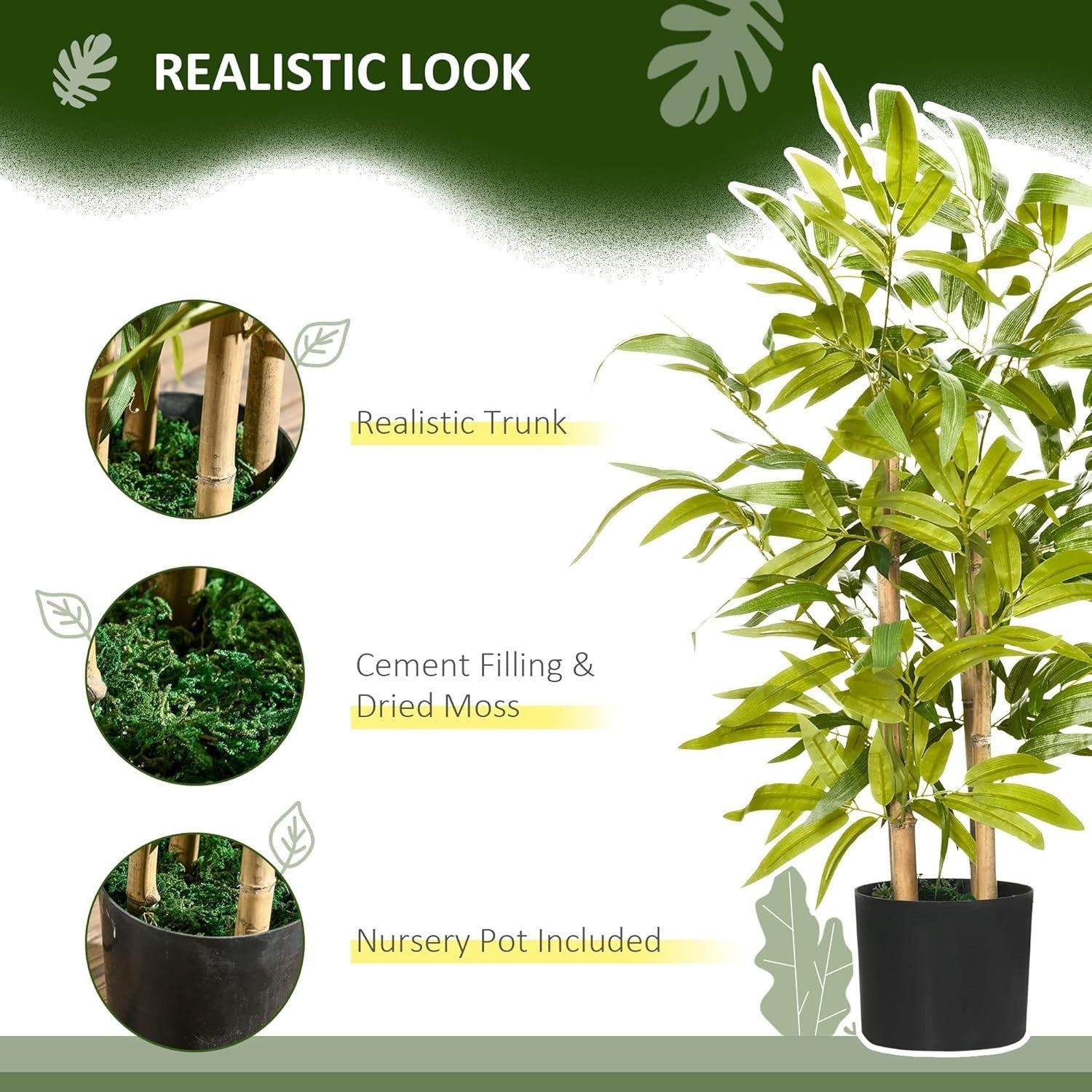 Set of 2 Artificial Bamboo Plants 60cm Fake Indoor Outdoor Decorative Trees