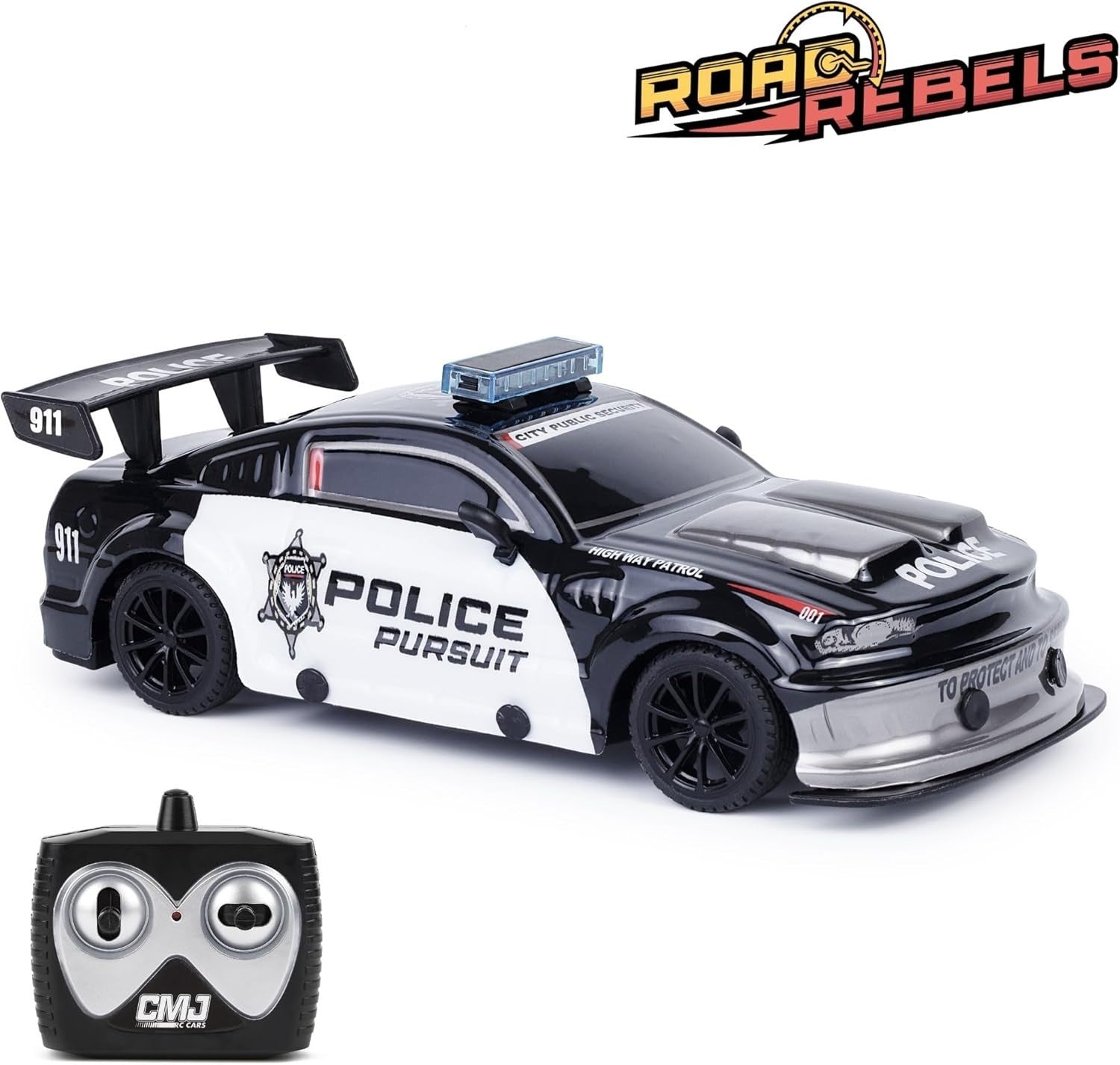 Road Rebel Police Pursuit RC Car 1:24 Scale 2.4GHz Racing Toy for Kids