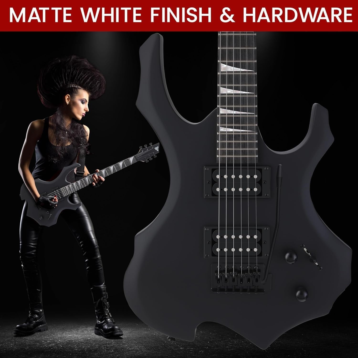 Full Size Electric Guitar Starter Kit w Amp & Accessories Black