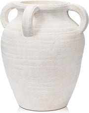 Cream Terracotta Vase 25cm Tall Handmade Vintage Ceramic with Handles