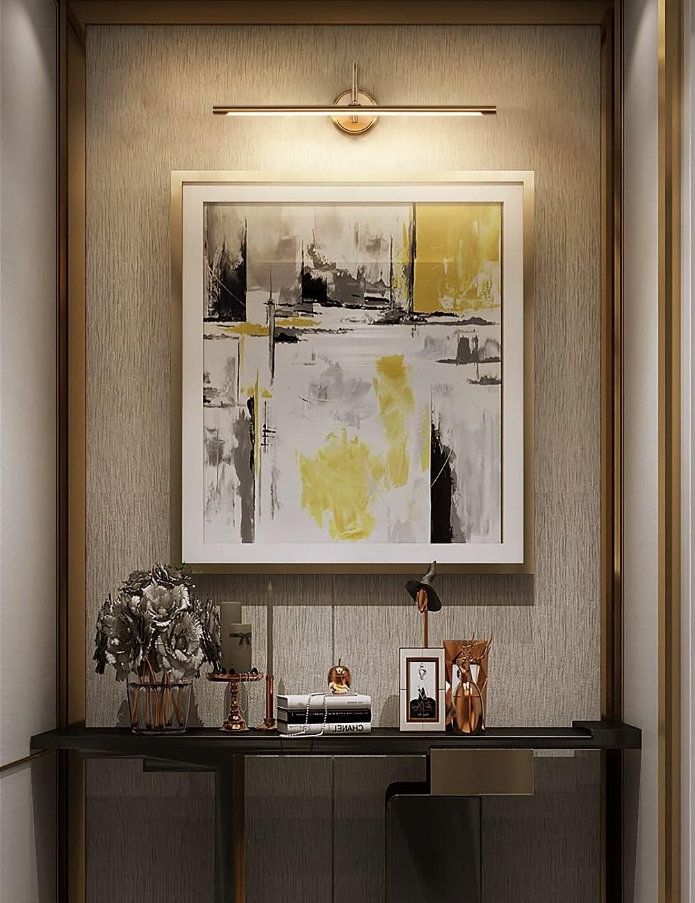 24.4" Brass LED Picture Light 14W Warm White Wall Lamp Swing Arm