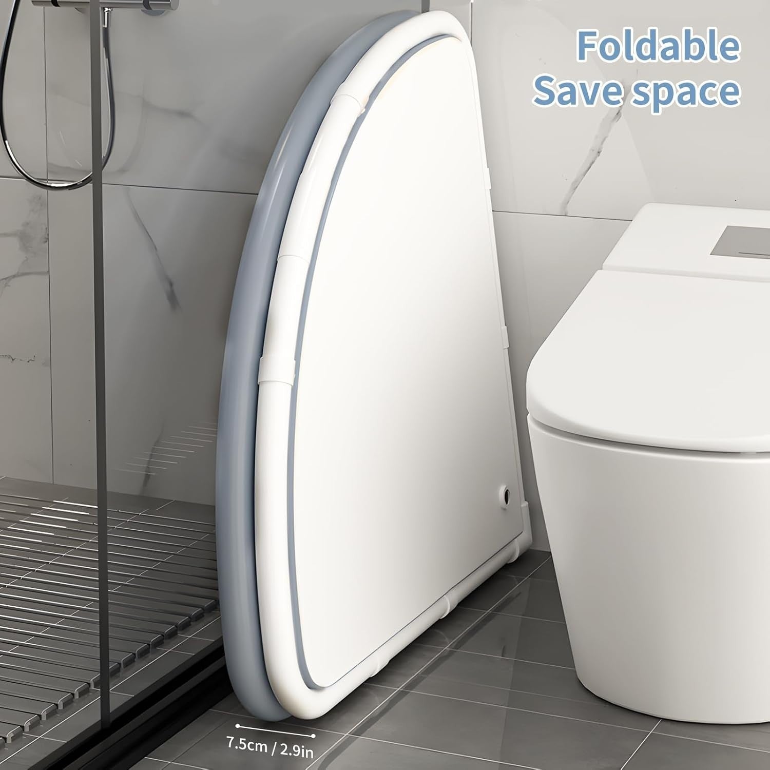 Fan-Shaped Foldable Adult Bathtub Portable Space-Saving Corner Tub Grey
