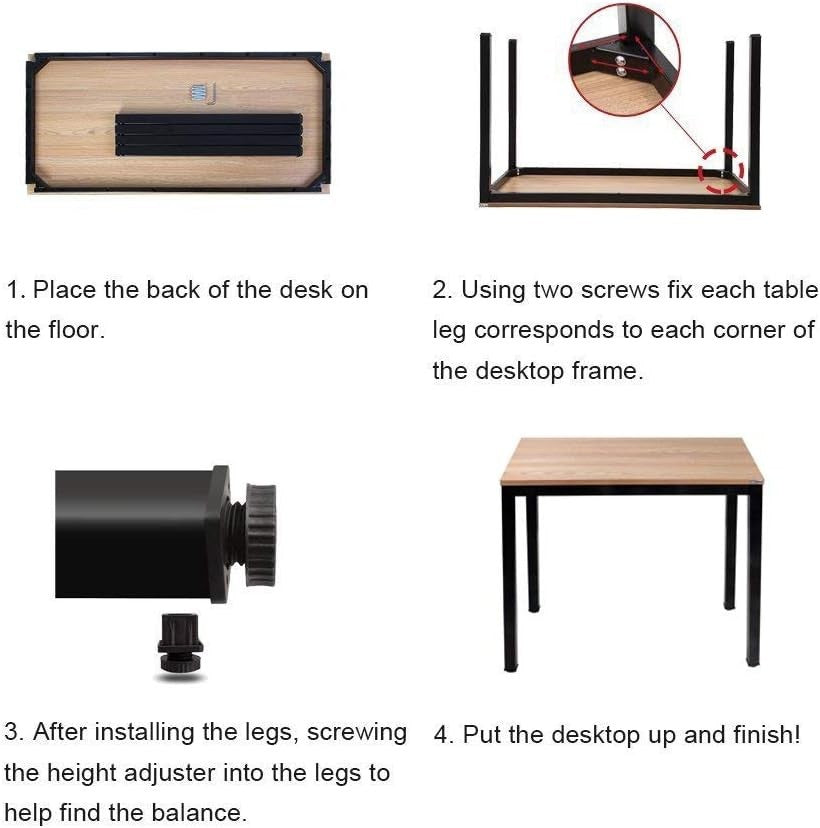 Teak & Black Computer Desk 100x60cm Modern Writing Table for Home Office
