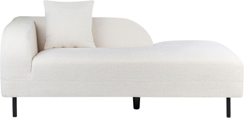 Retro White Boucle Chaise Lounge Left Hand Sofa Modern Curved Back Armrest