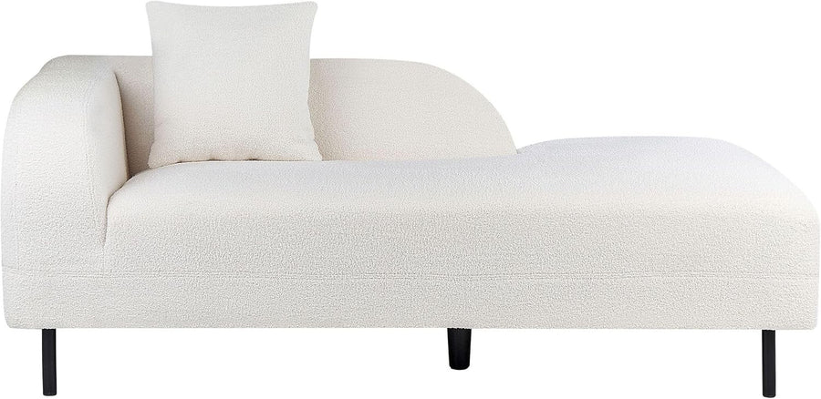 Retro White Boucle Chaise Lounge Left Hand Sofa Modern Curved Back Armrest