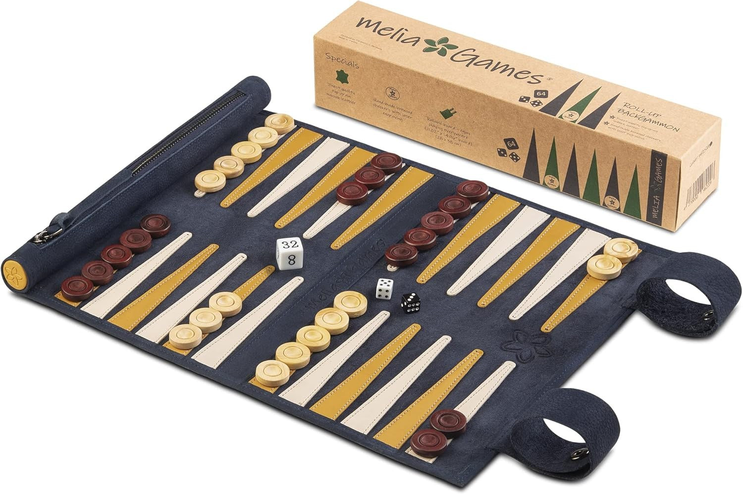 Luxury Travel Backgammon Set Genuine Leather Roll Up Portable Strategy Game