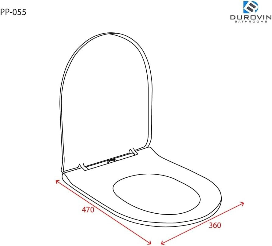 Soft Close D-Shaped Toilet Seat Slim Quick Release White Gloss 360x470mm