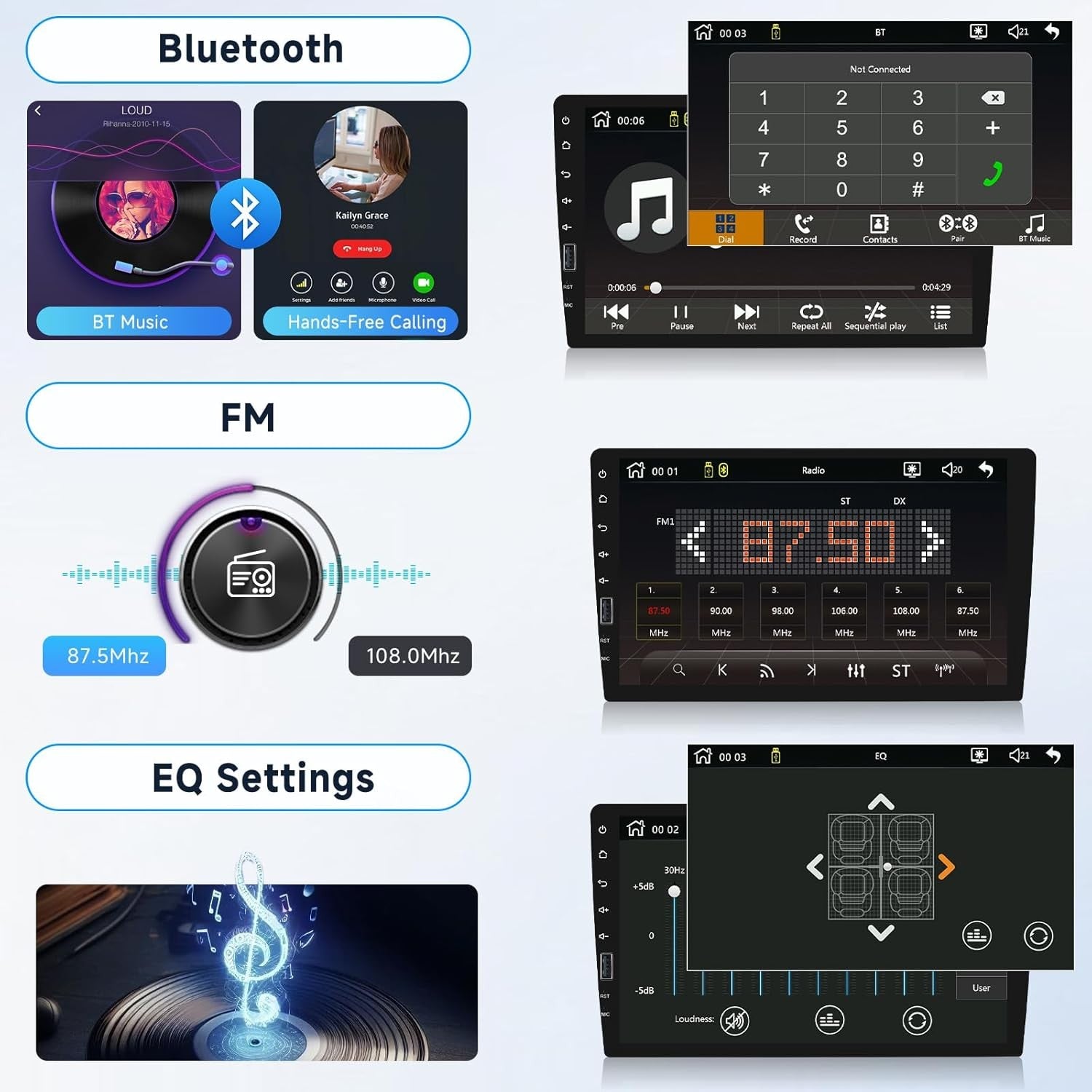 Hodozzy 9" Single Din Car Stereo Wireless CarPlay Android Auto GPS BT