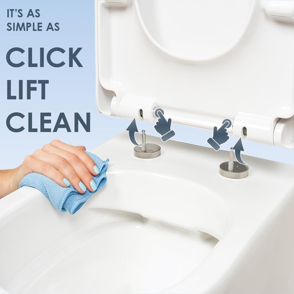 White Duroplast Toilet Seat Soft Close D Shape Quick Release Easy Clean Durable