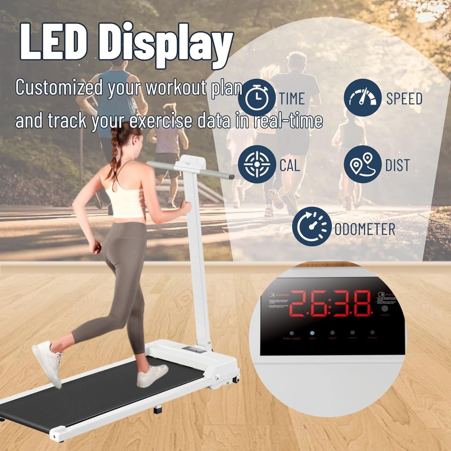 Under Desk Treadmill 2.5HP Foldable Walking Pad Home Office Fitness