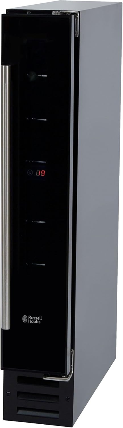 Slim Wine Cooler Fridge 7 Bottle Built In or Freestanding Glass Door Black