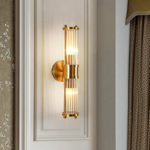 Gold Glass Wall Sconce Light Industrial Vintage Bedroom Hallway Lamp