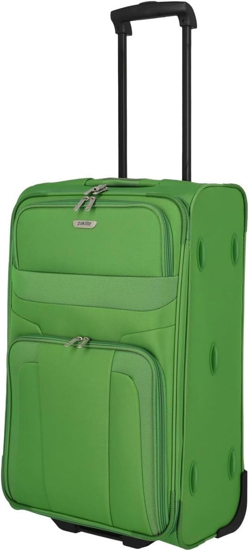 Medium Travel Suitcase Soft Shell 2 Wheel Trolley 63cm 58L Green