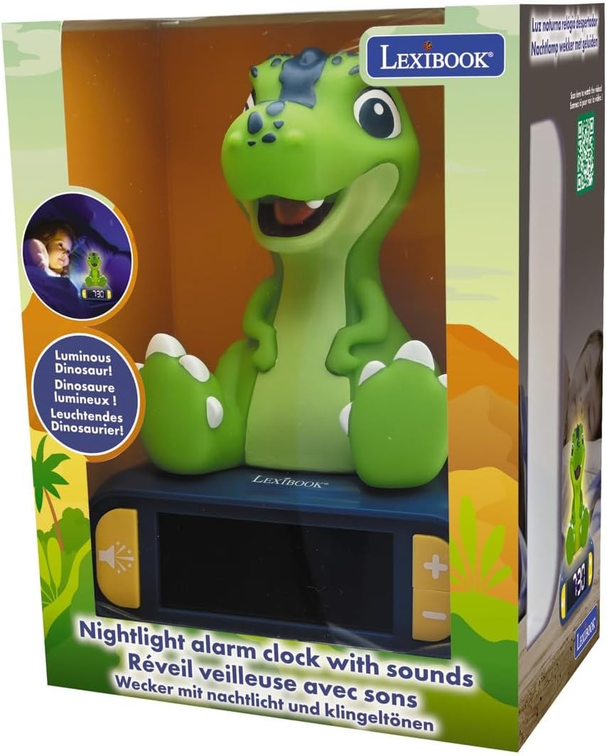 Kids Dinosaur Alarm Clock Night Light LED Display Snooze Bedroom