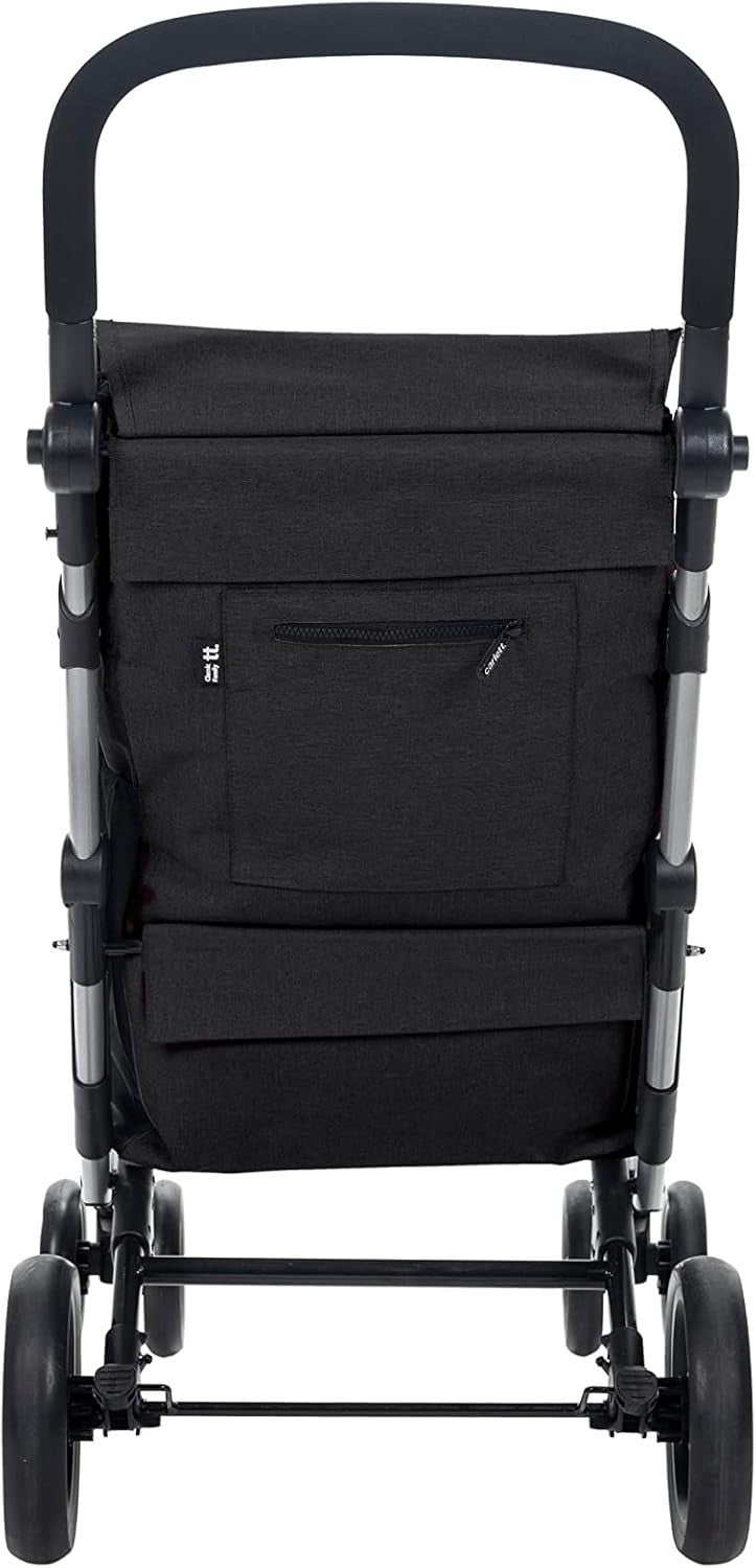 Foldable Shopping Cart Trolley 64L Large Capacity Thermal Bag 32kg Black