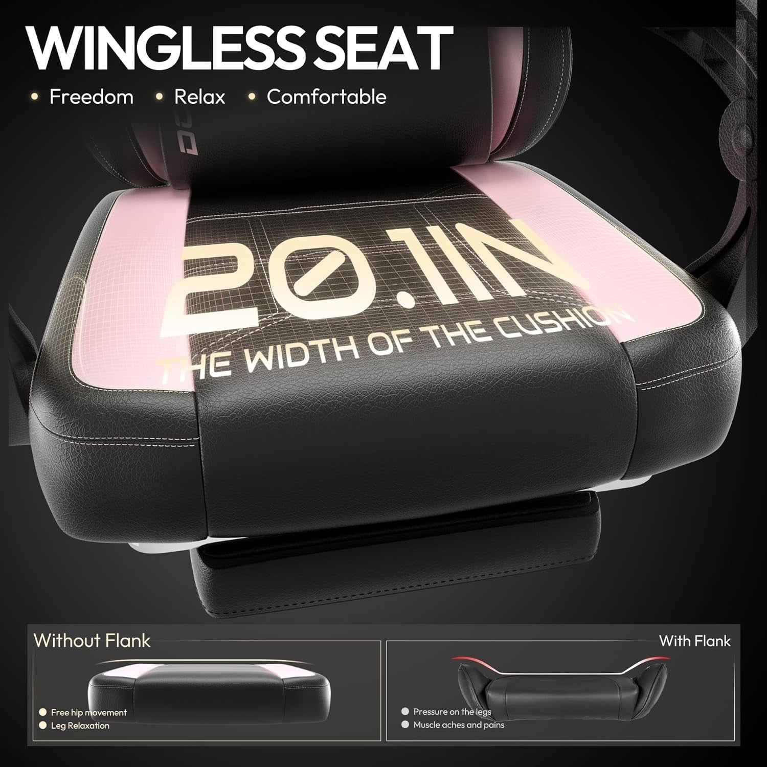 200kg Heavy Duty Gaming Chair Pink w/ Footrest Massage Lumbar