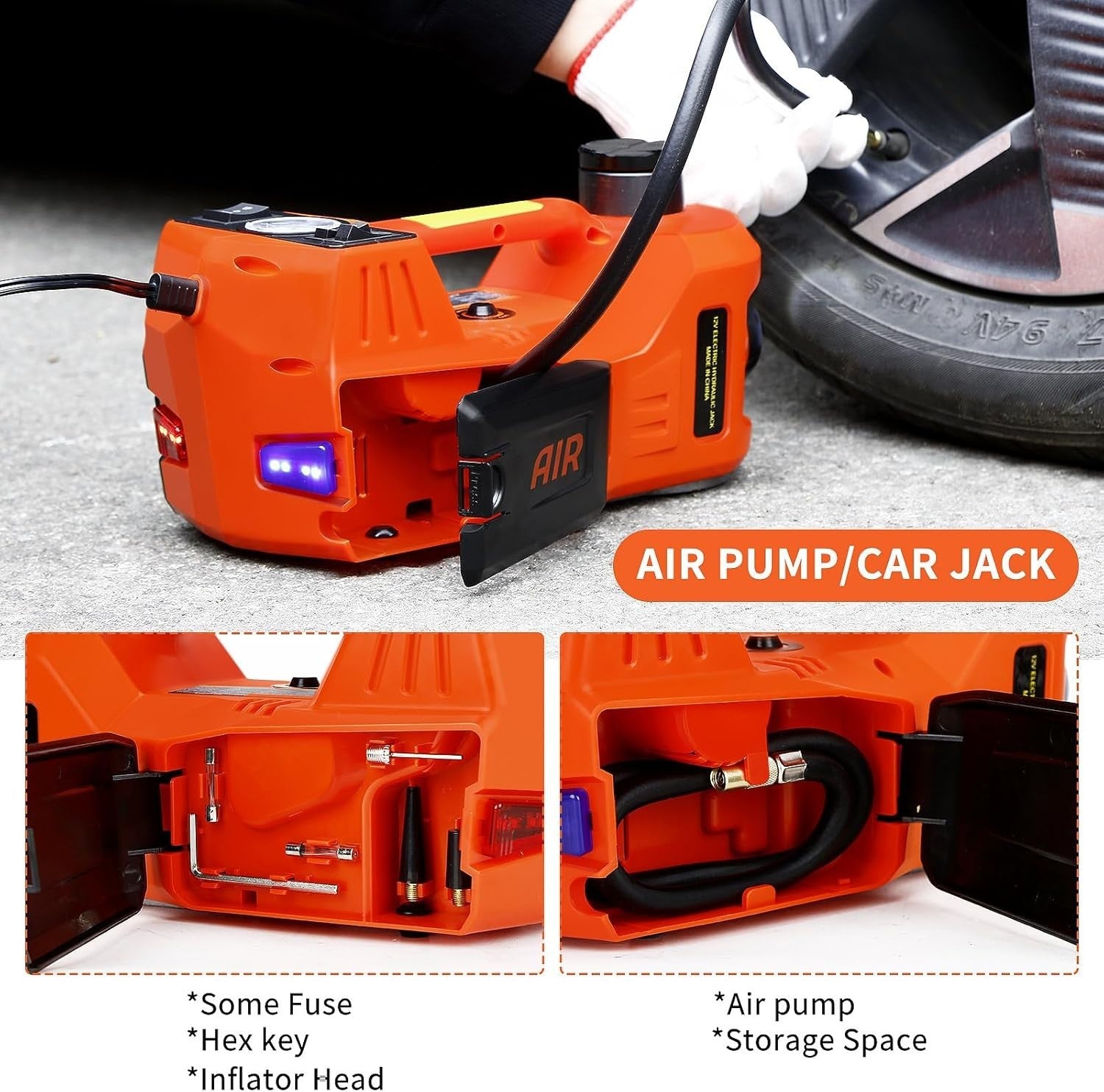 5 Ton Electric Hydraulic Car Jack 12V Trolley Lift 11023lbs with Case 155–450mm