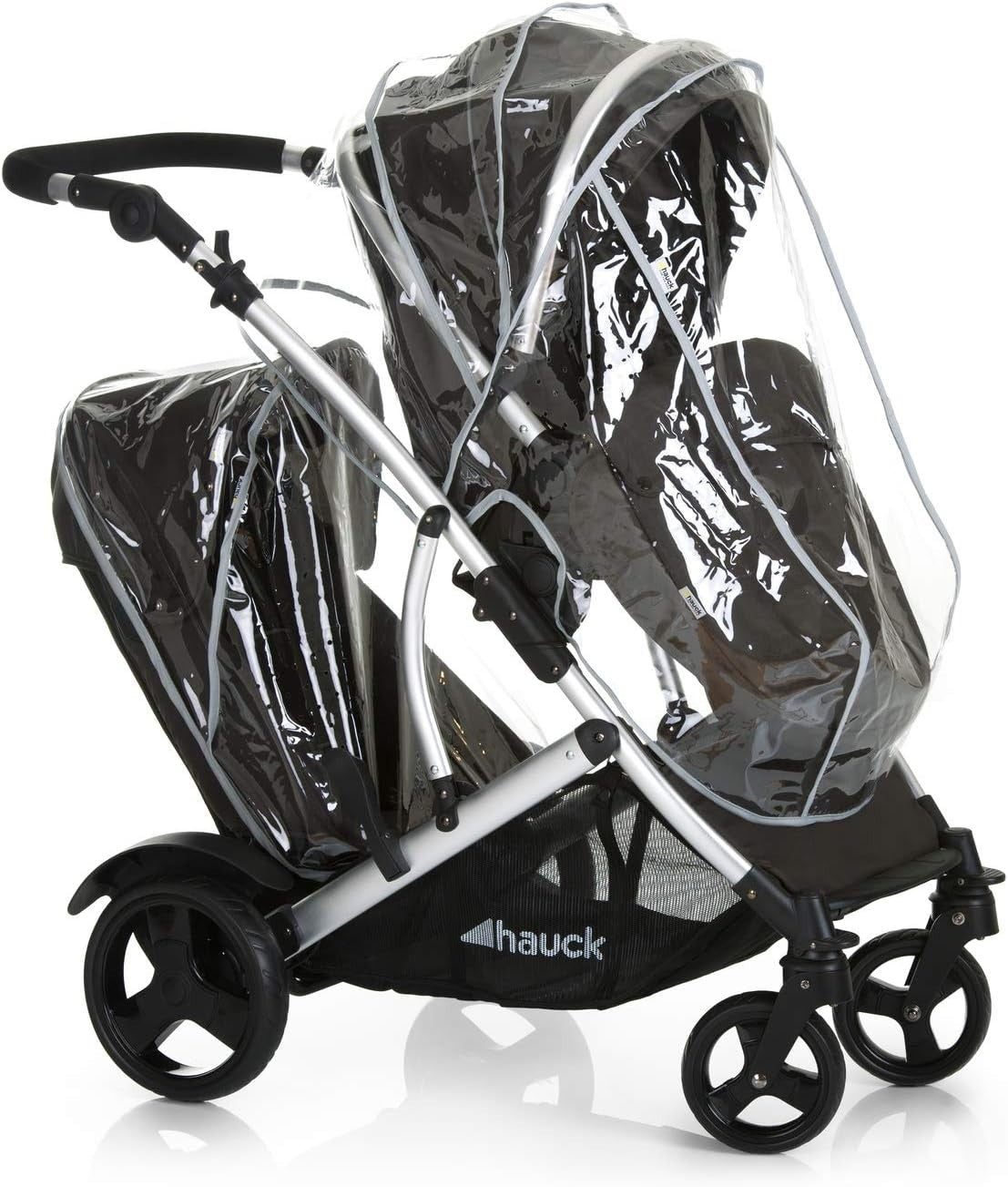 Double Tandem Pushchair for Baby & Toddler From Birth Compact Black