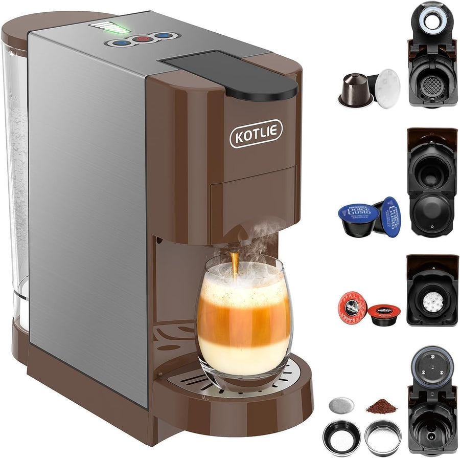 19Bar Multi Capsule Coffee Maker 5in1 Pod & Ground Compatible Auto Brew Machine