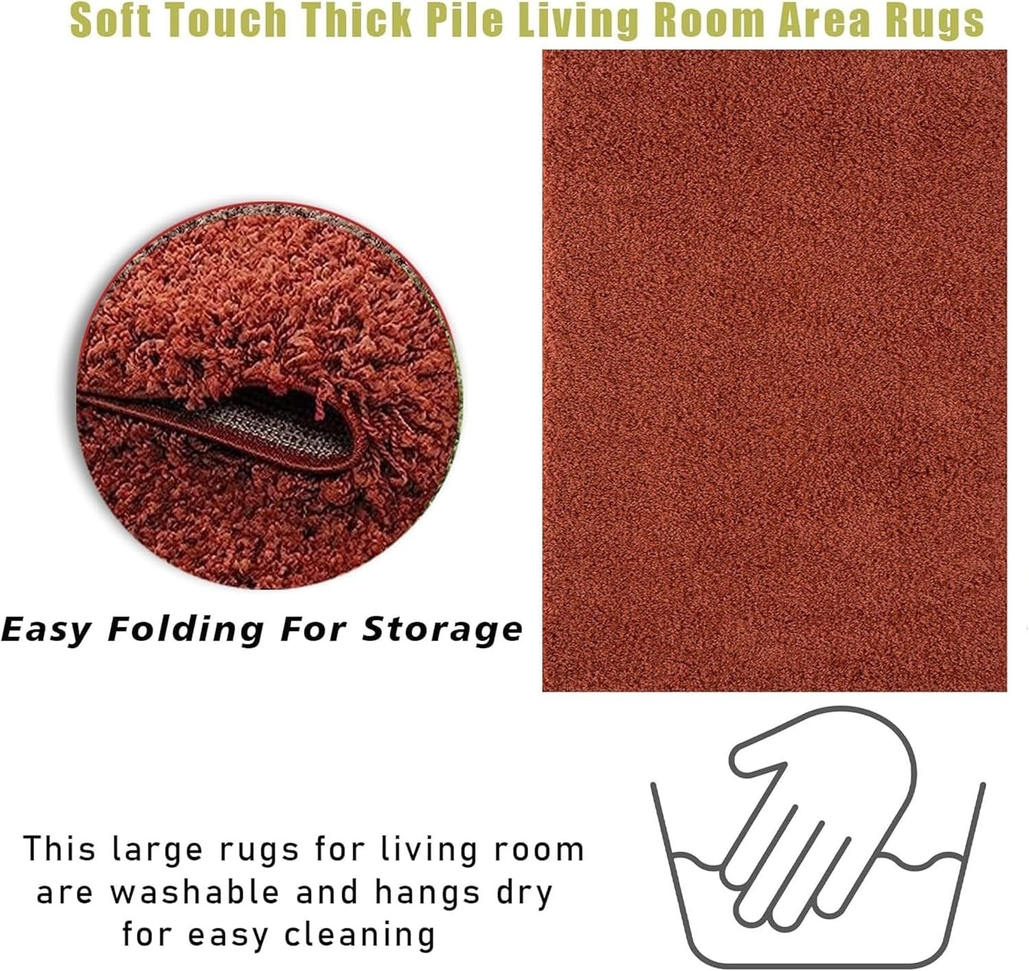 Extra Large Shaggy Rug 160x230cm 5cm Thick Soft High Pile Terracotta Carpet