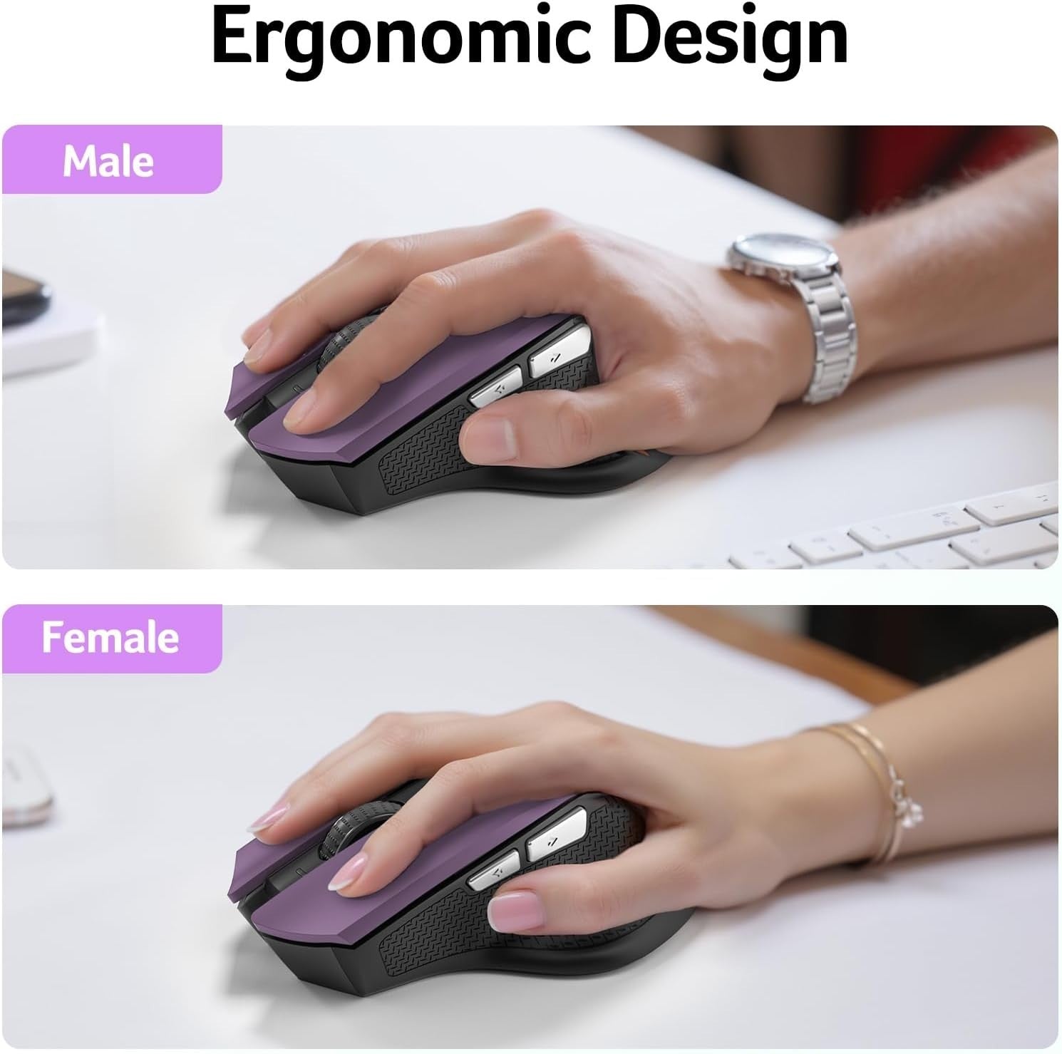 Wireless Ergonomic Mouse 2.4GHz Adjustable DPI 6 Buttons Comfort Grip Laptop