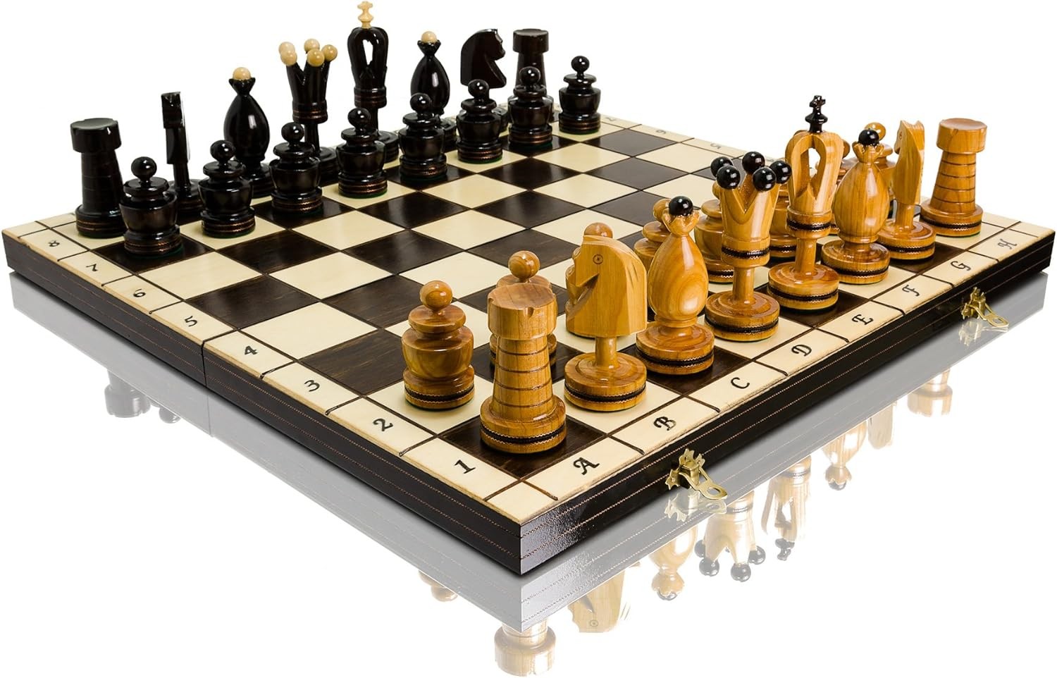 50cm Luxury Wooden Chess Set | Gothic ROYAL Design | Foldable Board & Pieces