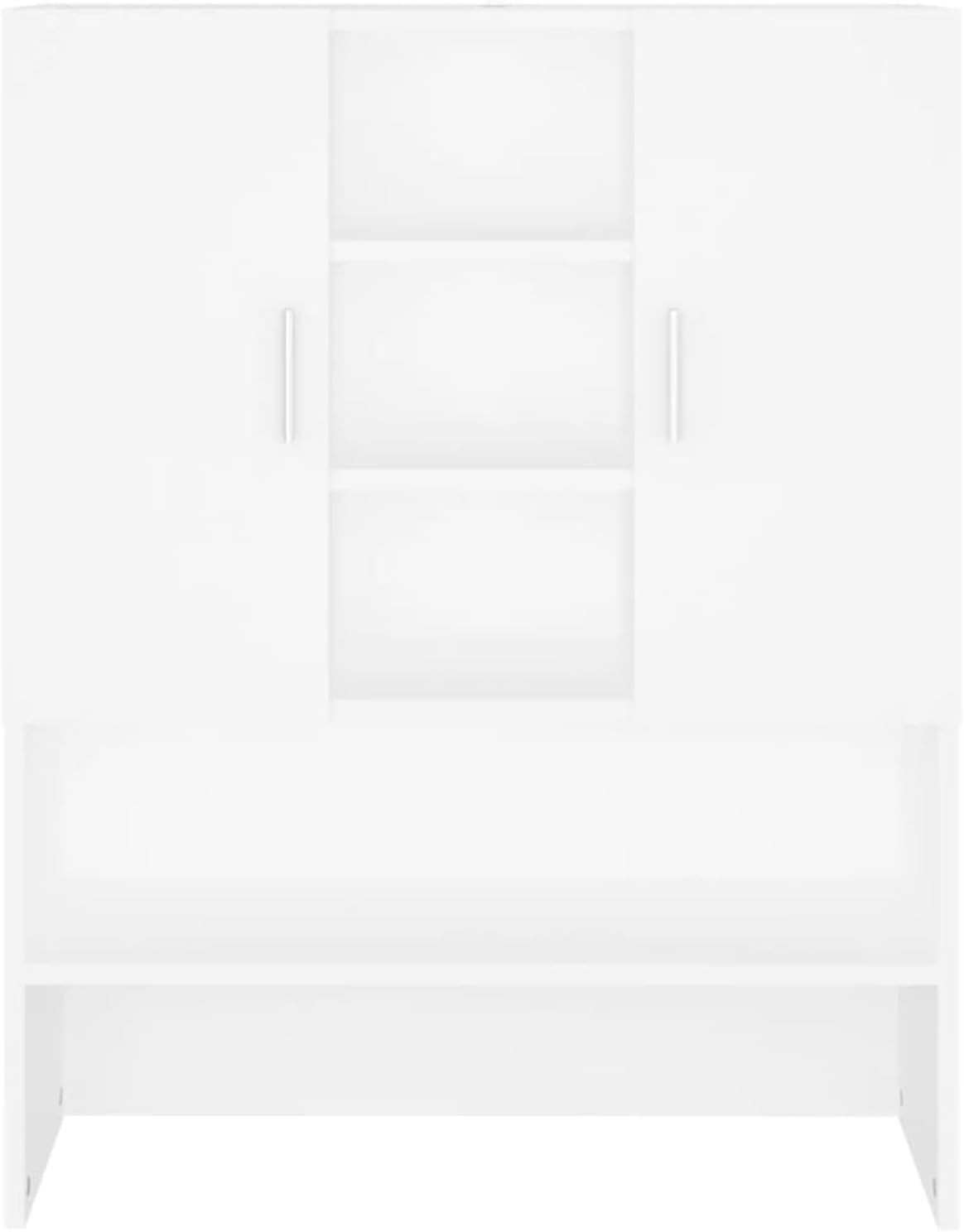 White Washing Machine Cabinet Tall Laundry Storage Unit with Doors & Shelves 90c