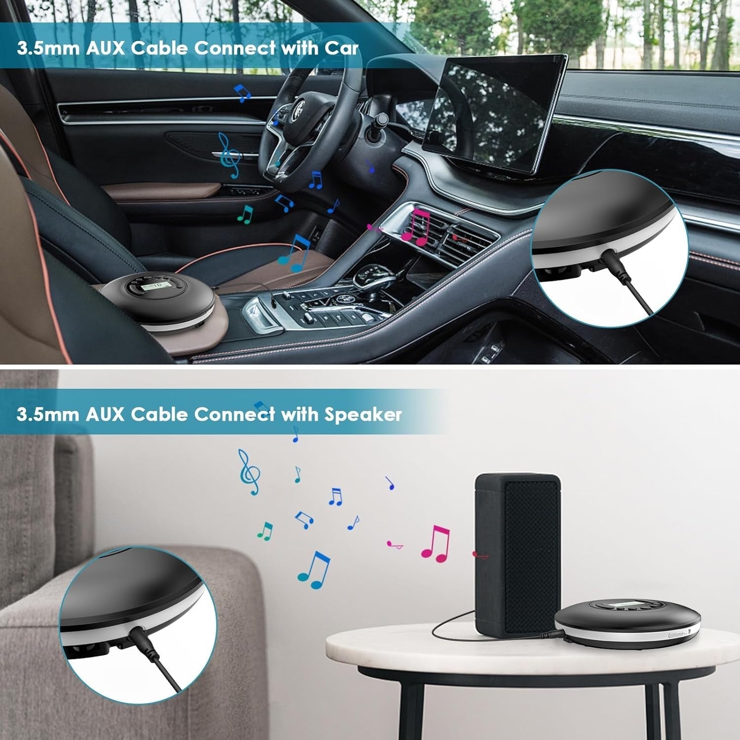 Portable Bluetooth CD Player Discman Anti Skip LCD AUX Headphones