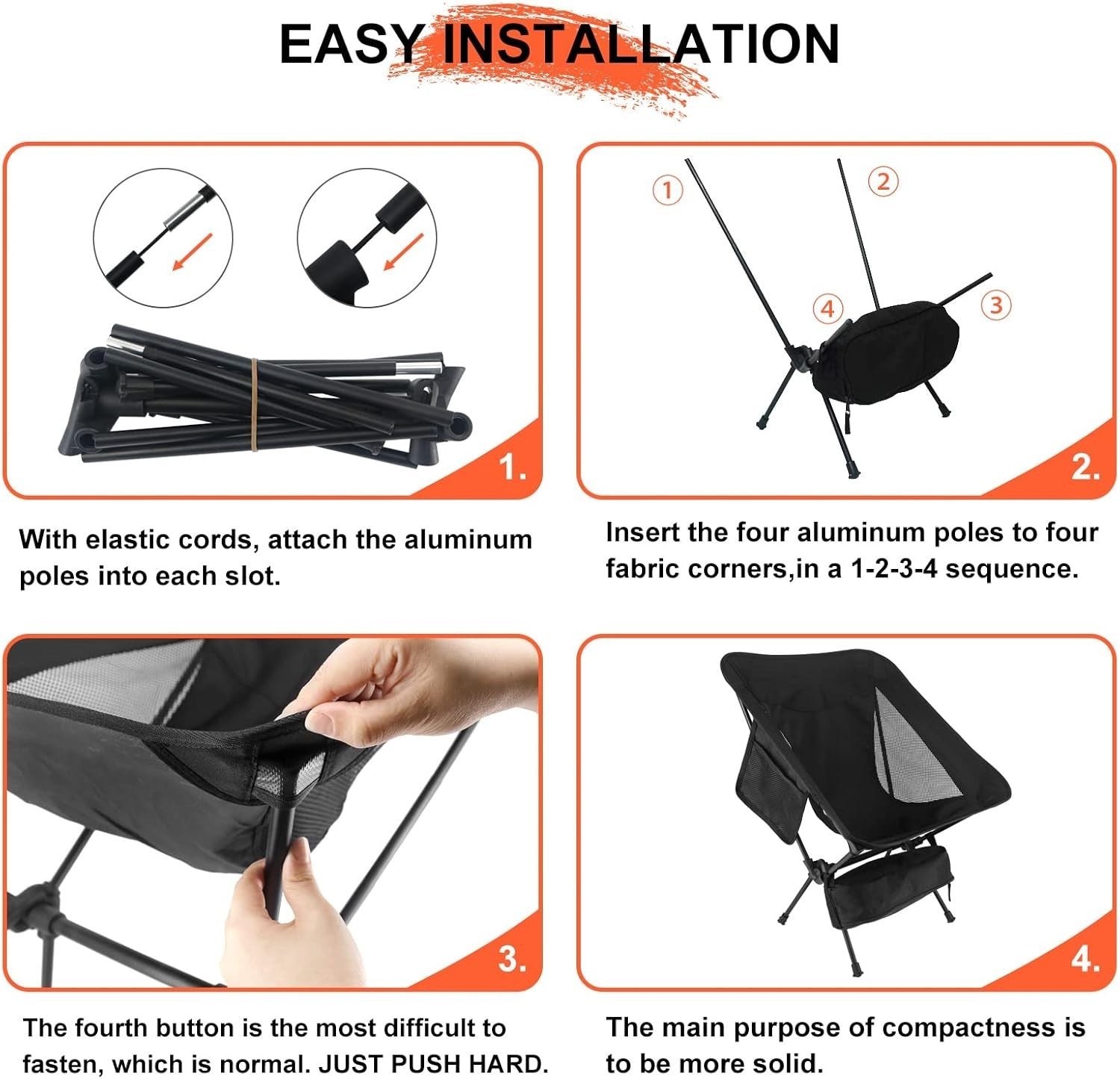 Ultralight Folding Camping Chairs 2-Pack with Carry Bag, Compact & Portable