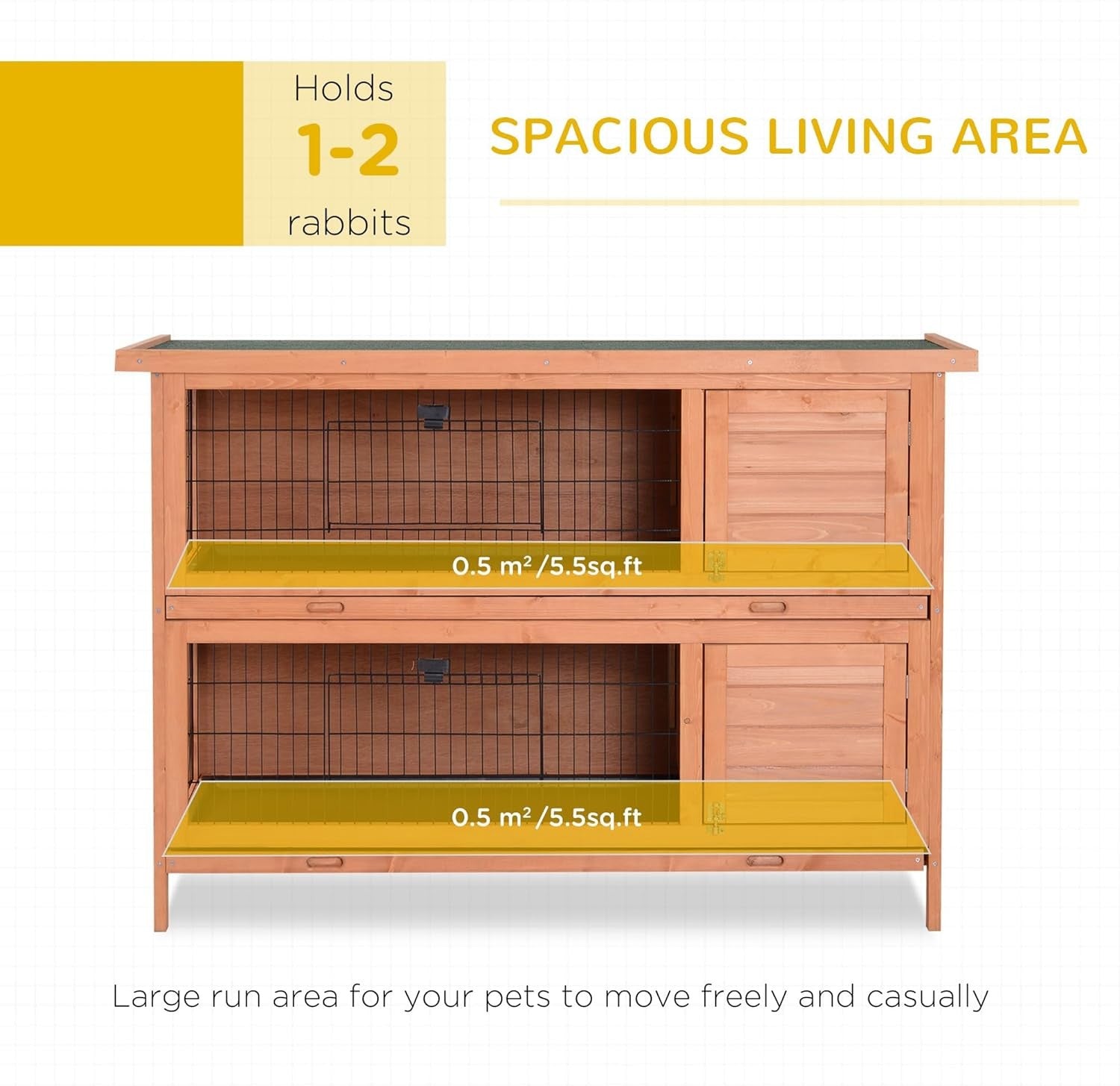 Large 2 Tier Rabbit Hutch Outdoor Wooden Guinea Pig Cage with Trays Divider