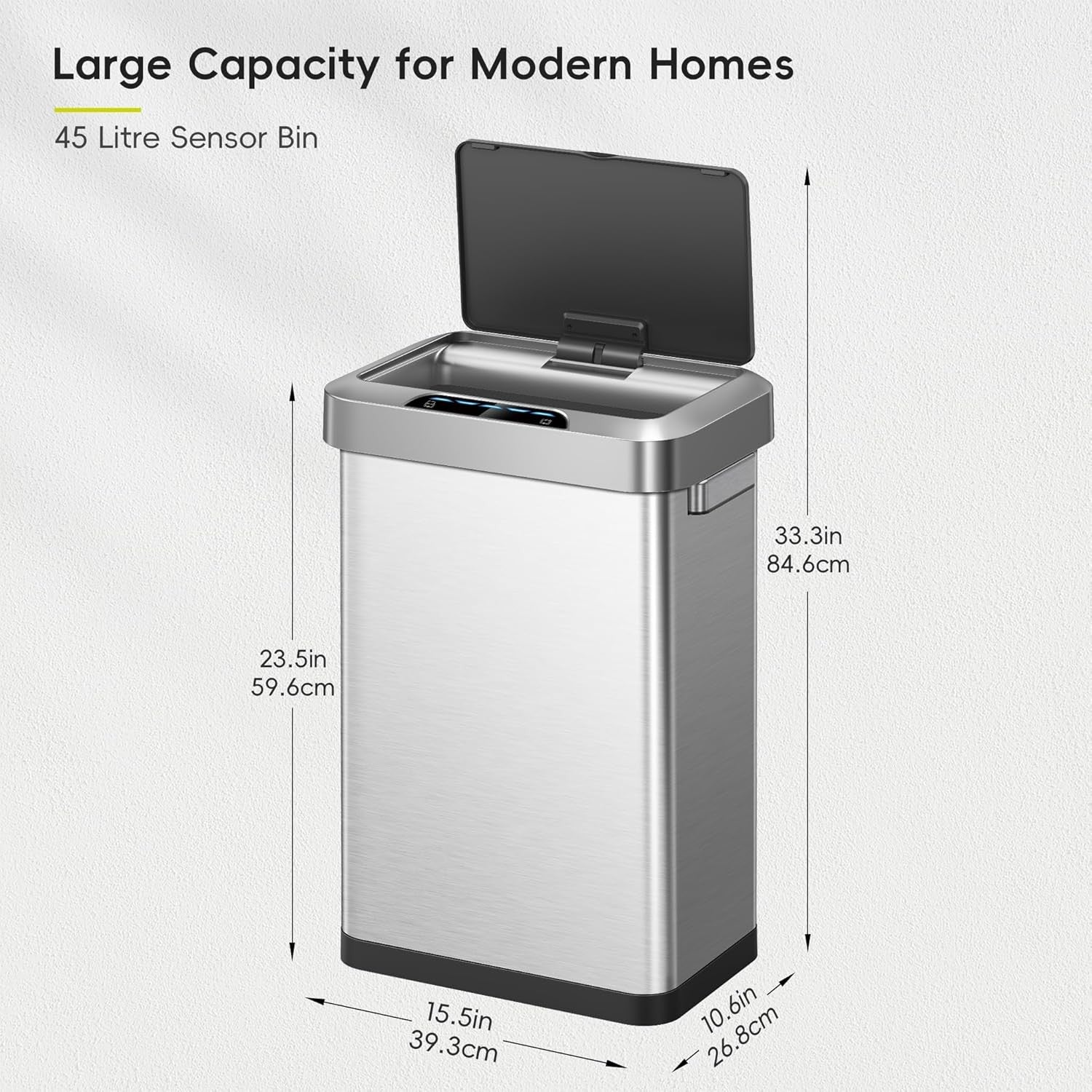 45L Stainless Steel SensorBin Silver Soft Close