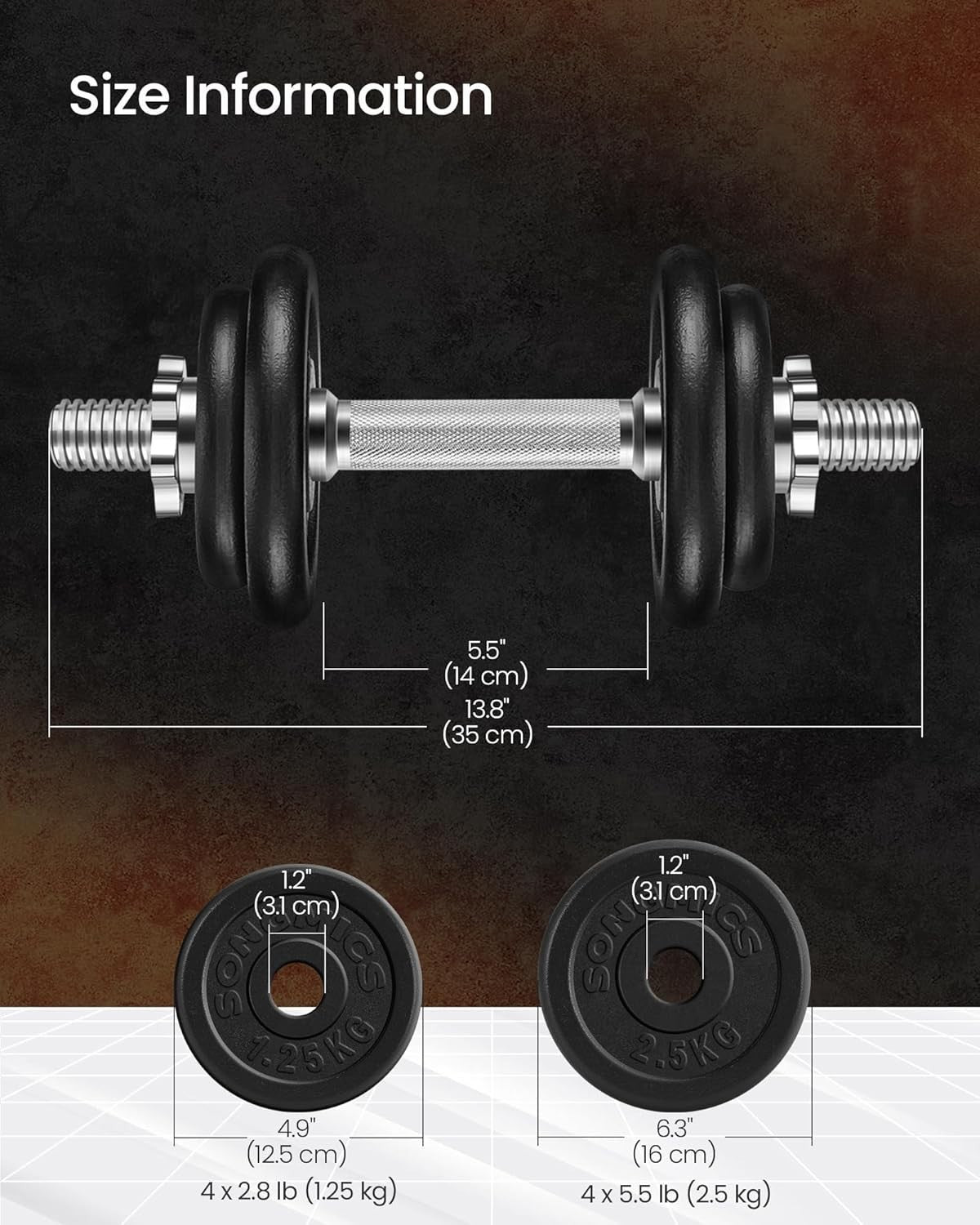 20kg Adjustable Cast Iron Dumbbells Pair Spinlock Home Strength Weights