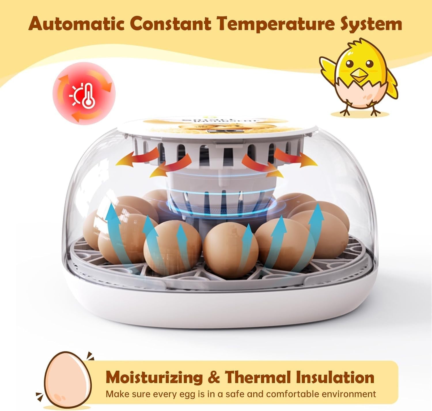 12 Egg Incubator Automatic Turner Temperature Display Candler