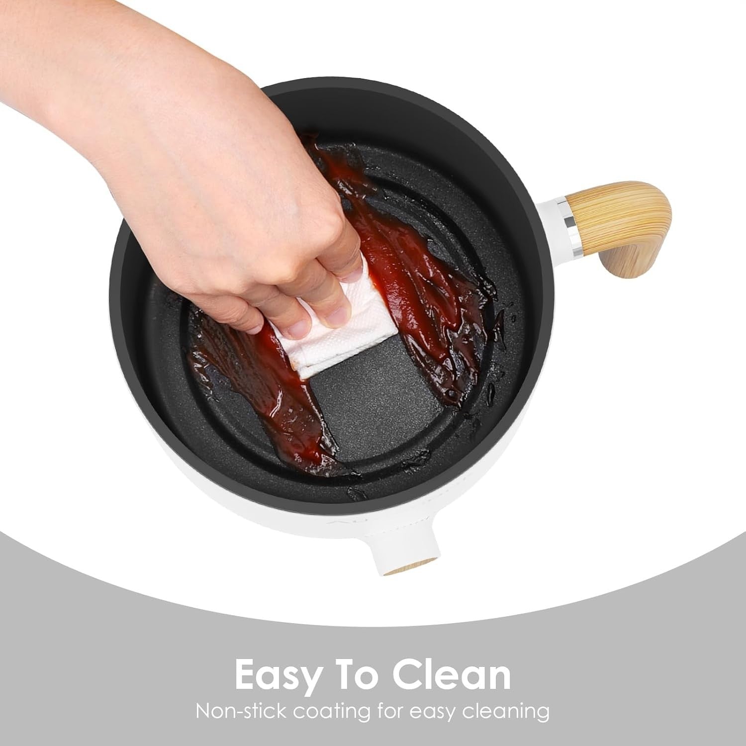 Electric 1.5L Mini Hot Pot with Steamer | Non-Stick Cooker for Soup & Ramen