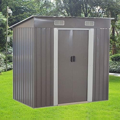 6x4 ft Metal Garden Shed Outdoor Storage Lockable Heavy Duty Tool Shed