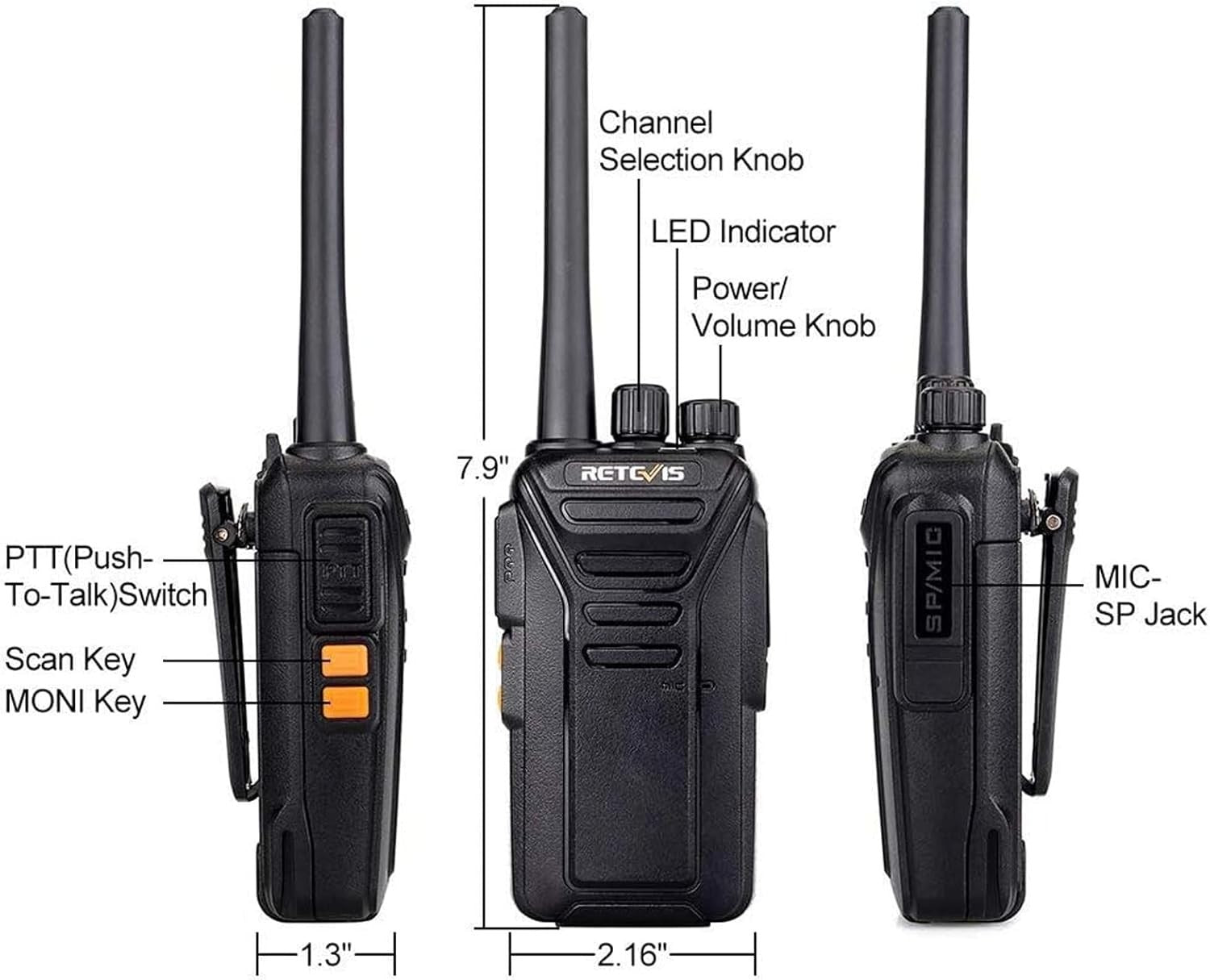 PMR446 Walkie Talkies 10 Pack Rechargeable VOX w Earpiece 16CH