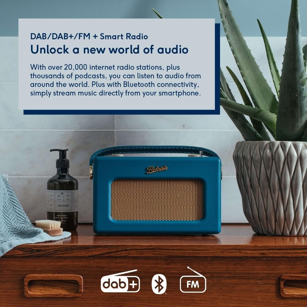 Portable FM/DAB/DAB+ Internet Radio with Bluetooth & Wi-Fi Teal Blue