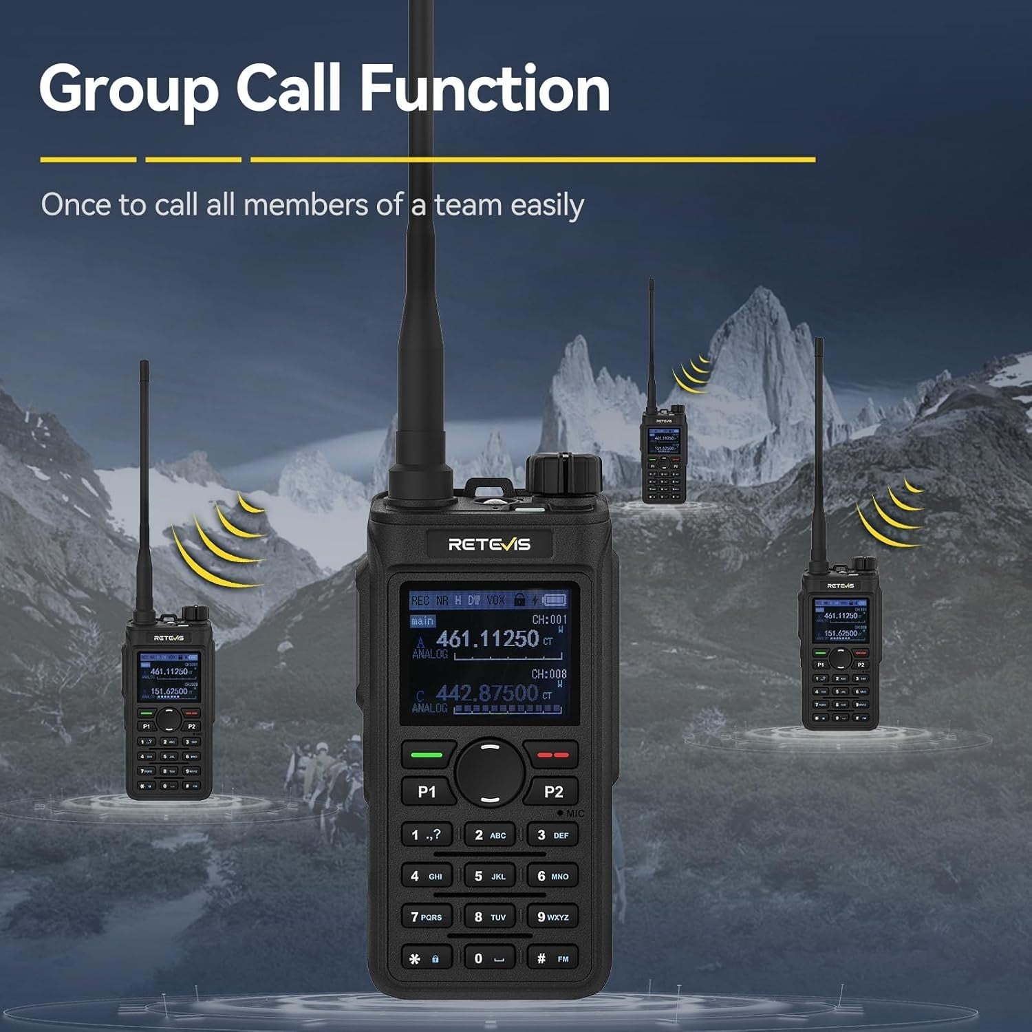 Dual Band Walkie Talkie 5W Long Range AI Noise Reduction Type-C Radio