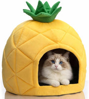 Pineapple Cat Cave Bed Cozy Puppy House Soft Cushion Small Pet Nest